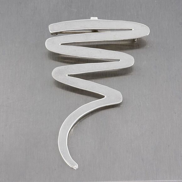 Southwest Taxco TC-84 Mexico Sterling Silver Squiggle Abstract Brooch Pendant - Picture 5 of 6